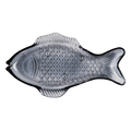Plat Poisson en Verre Bleu Fumé - Grand Modèle