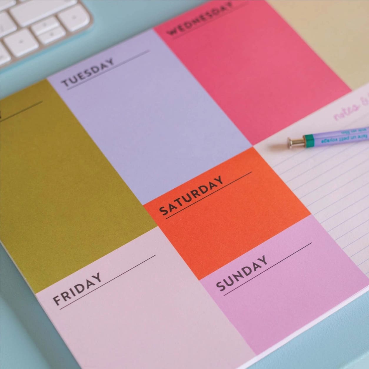 Bloc planning hebdomadaire A4 coloré