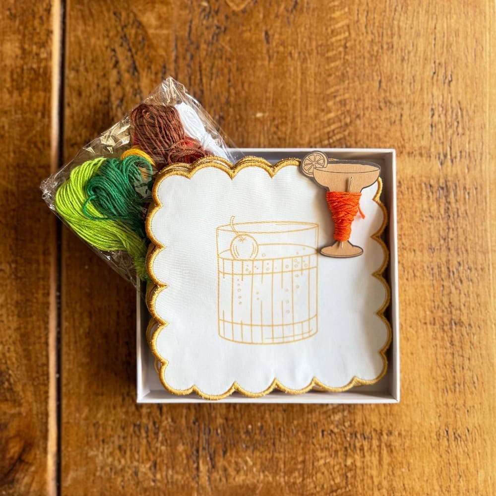 Kit Broderie Serviettes Cocktails Vintage