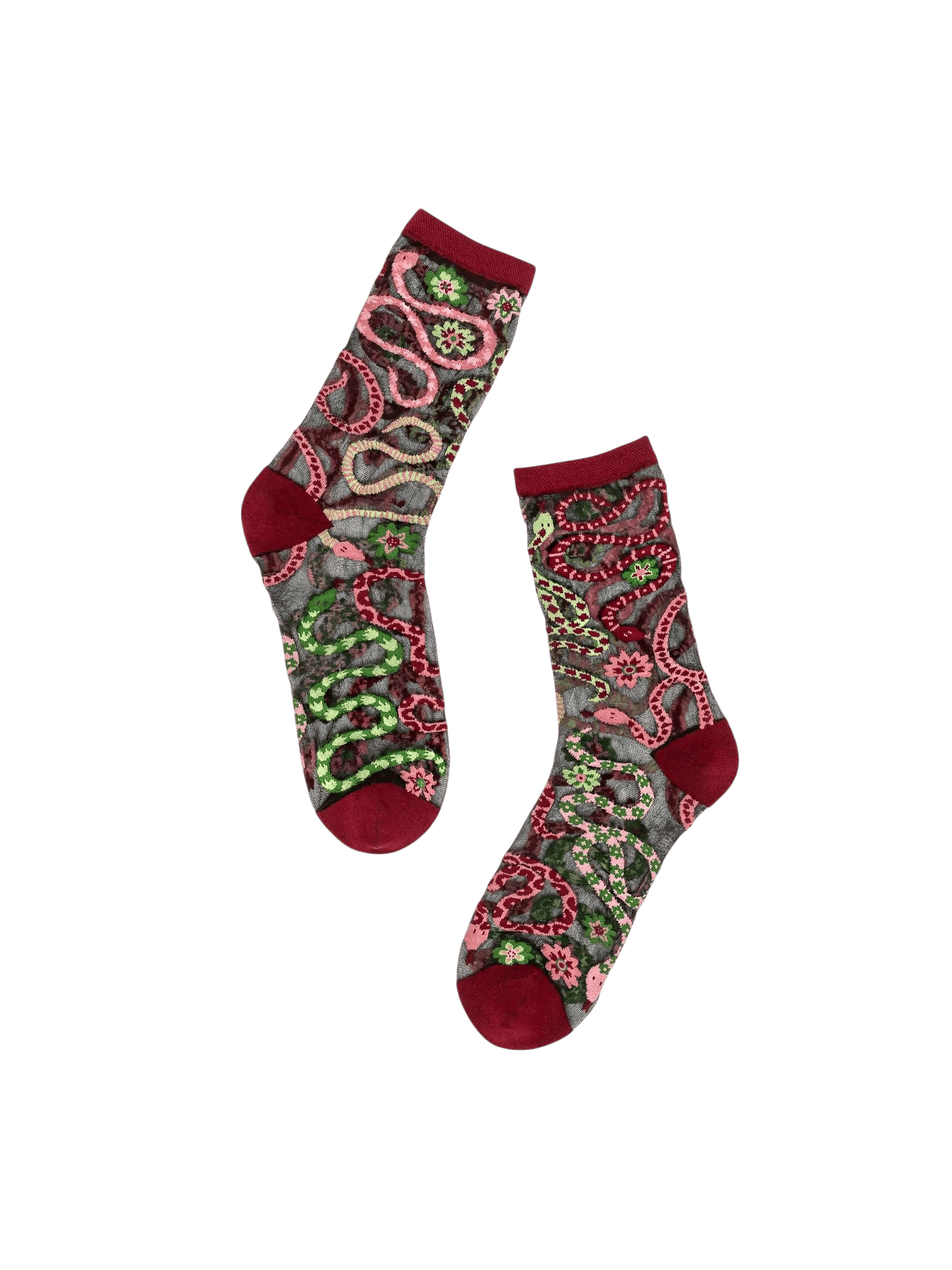 Chaussettes Transparentes - Serpents Fleuris