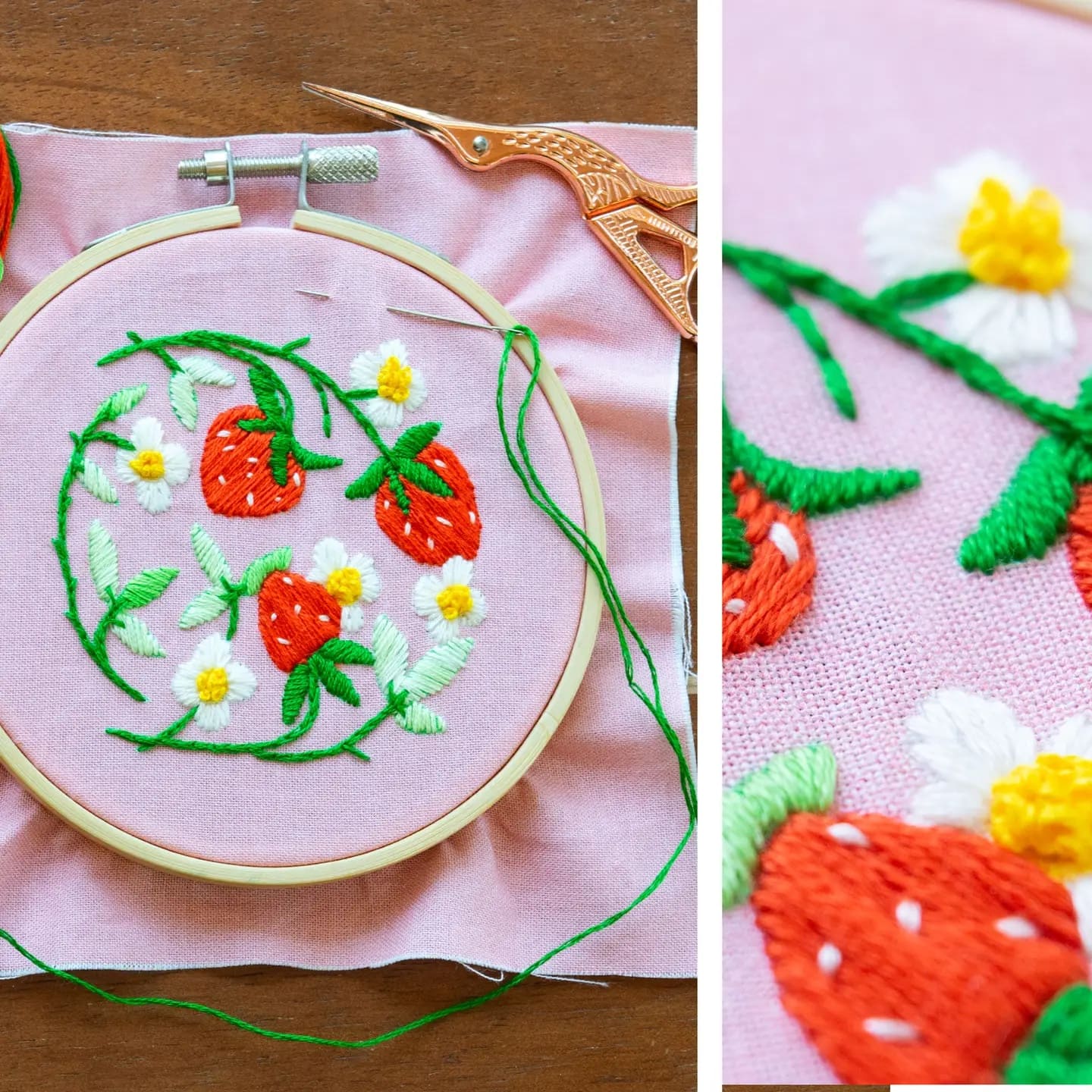 Kit DIY Décoration Brodée Fraises