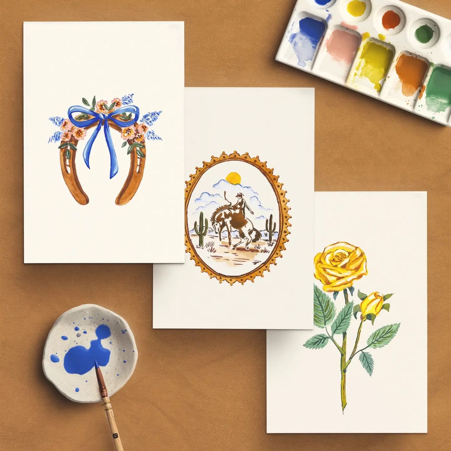Kit Aquarelle Débutant Vintage Cowboy