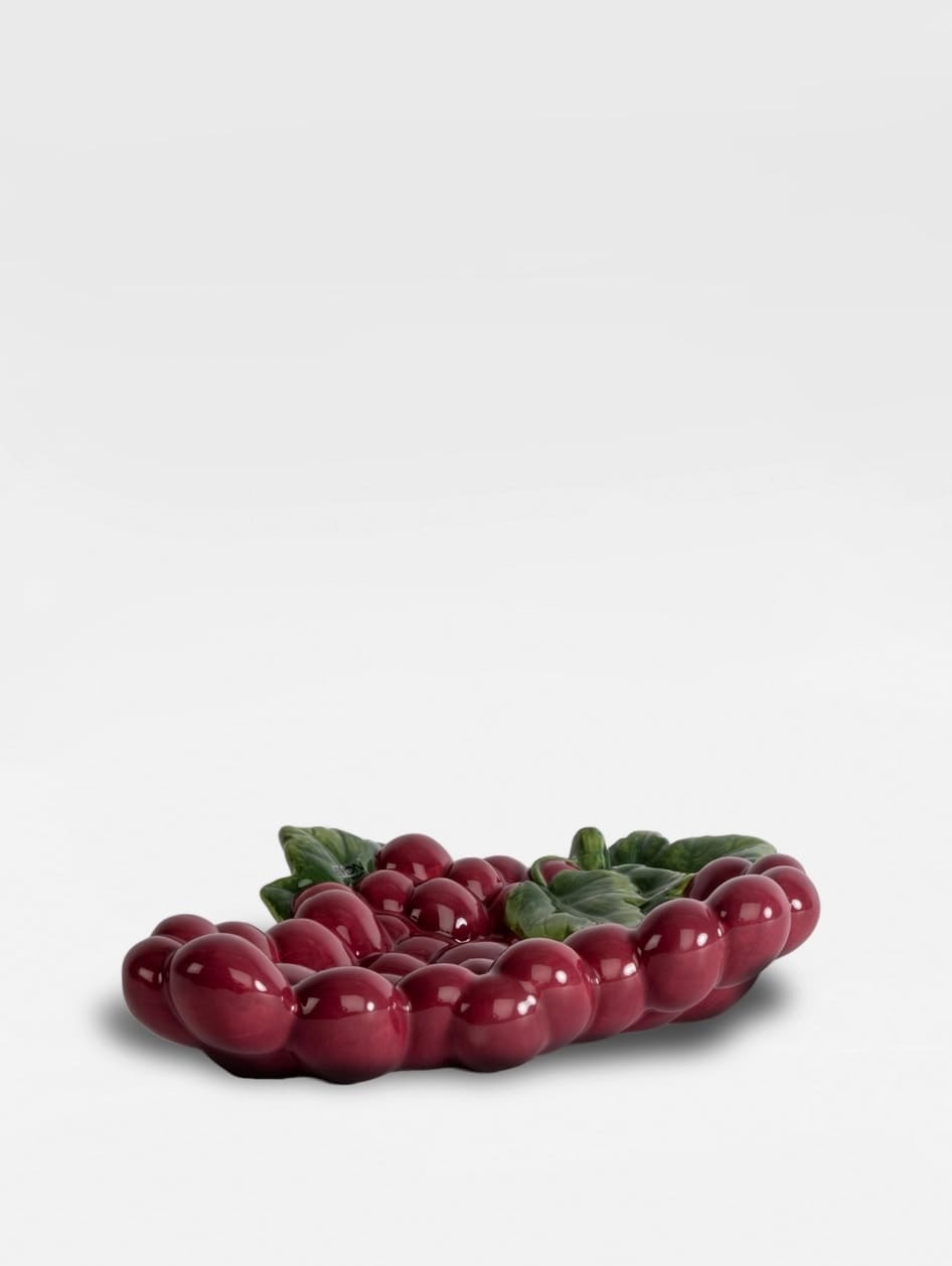 Assiette décorative style barbotine grappe de raisin