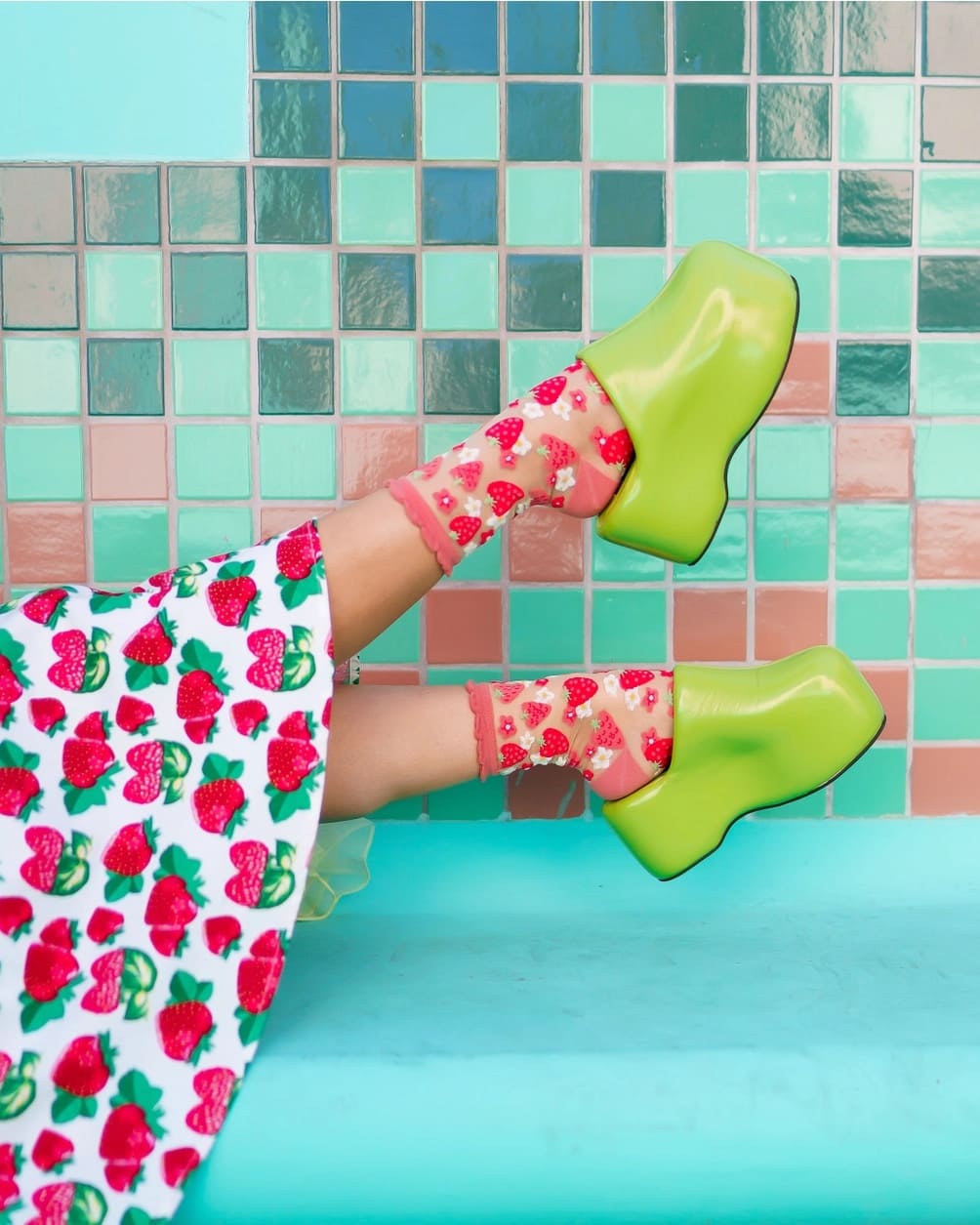 Chaussettes Transparentes - Fraises & Marguerites