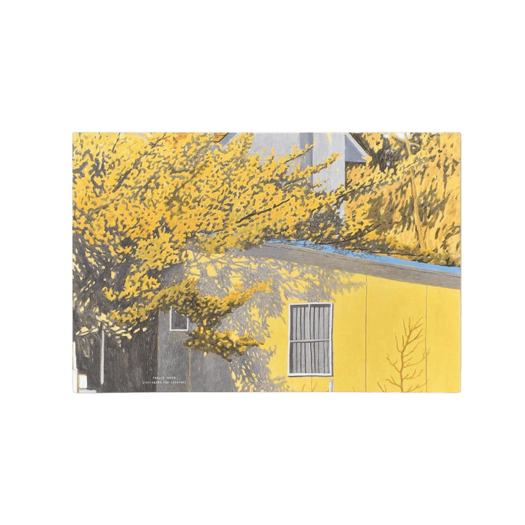 Protège-livre illustré Maison Jaune sous les Fleurs