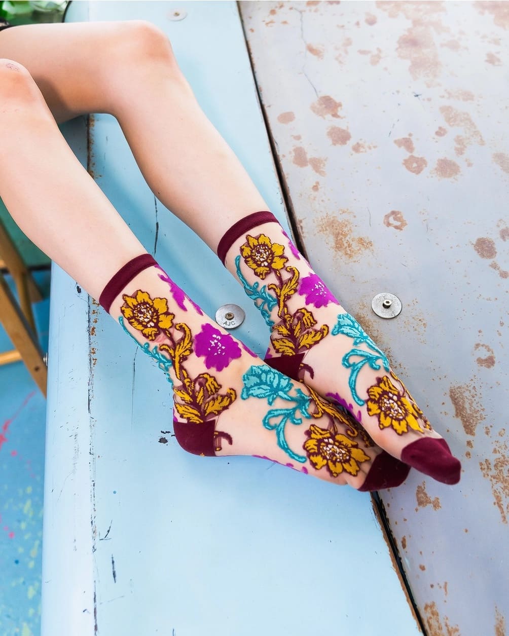 Chaussettes transparentes Fleurs Précieuses