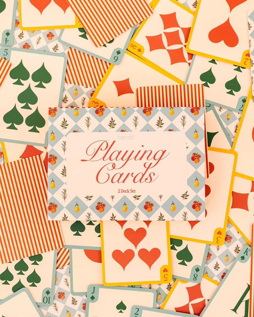 Coffret de 2 jeux de cartes fleuri & rayé