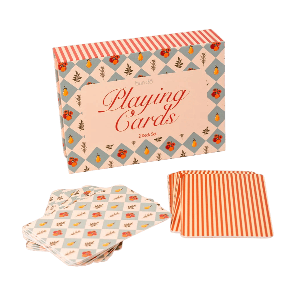 Coffret de 2 jeux de cartes fleuri & rayé