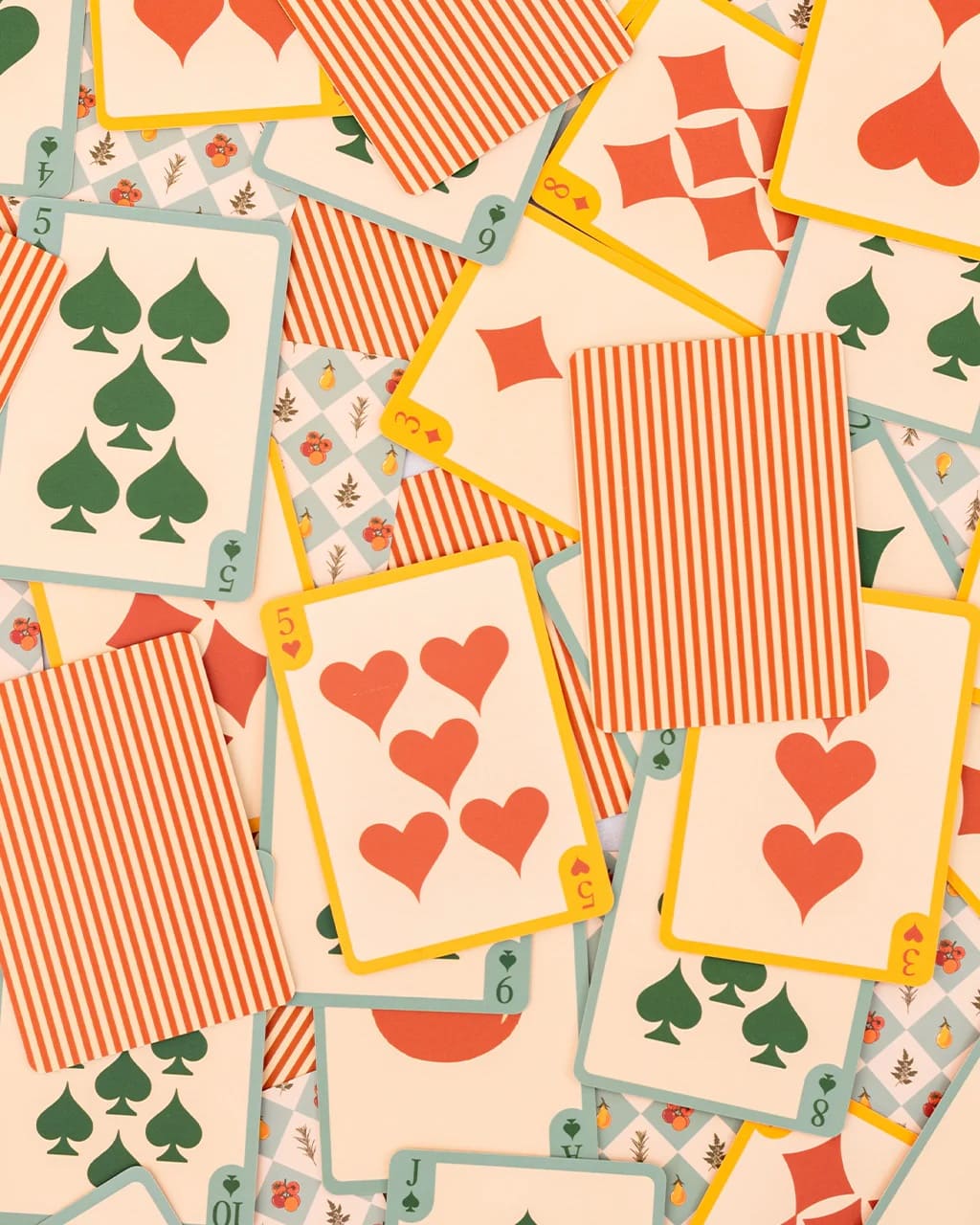 Coffret de 2 jeux de cartes fleuri & rayé