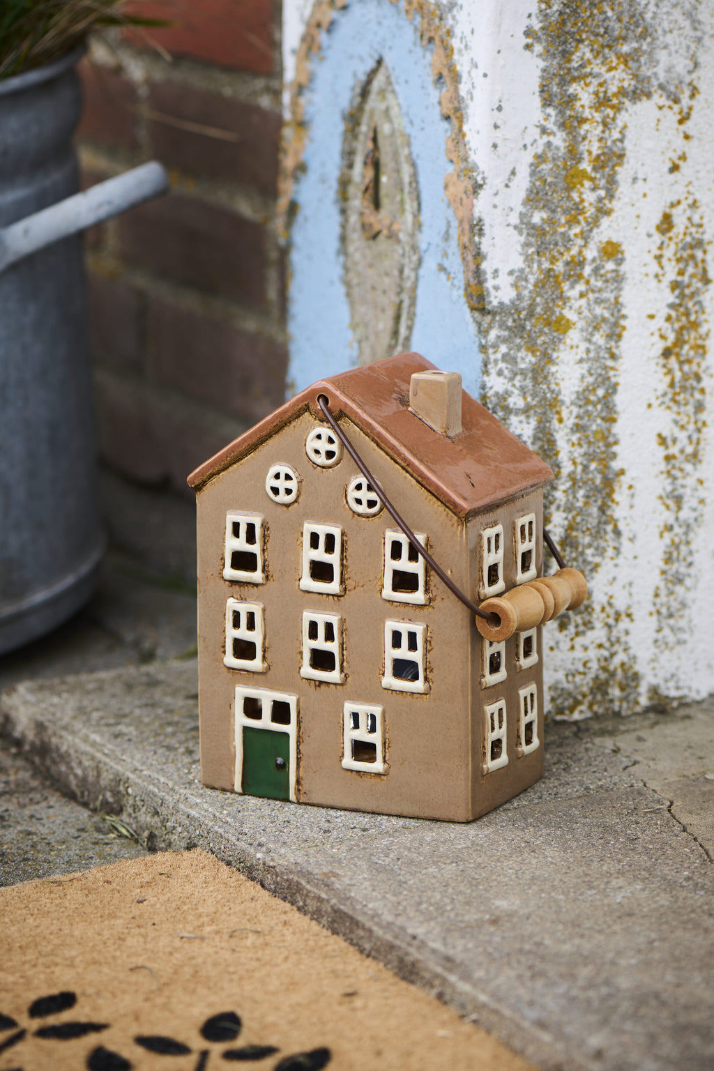 Maison Décorative Scandinave avec Anse - Photophore en Céramique