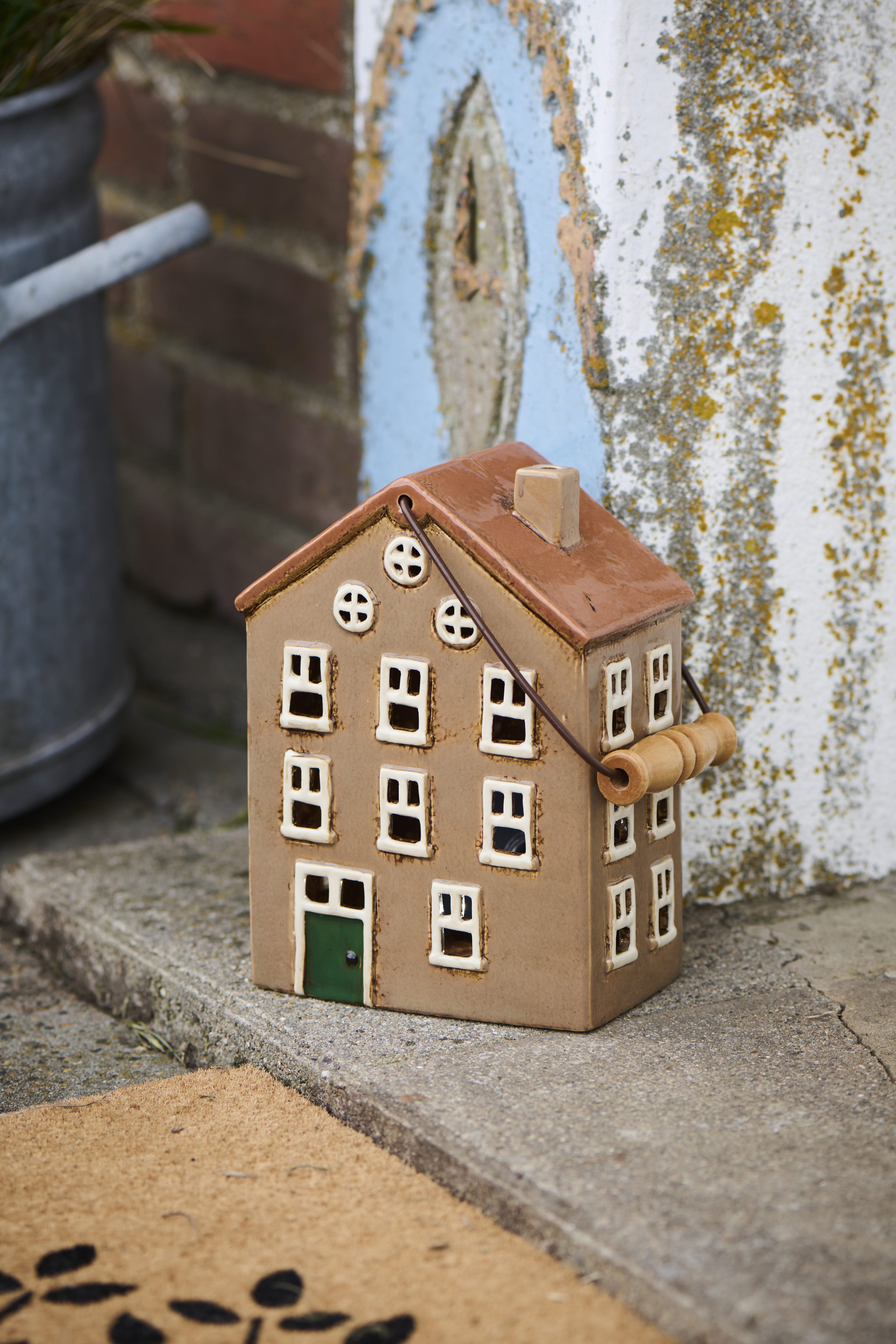 Maison Décorative Scandinave avec Anse - Photophore en Céramique