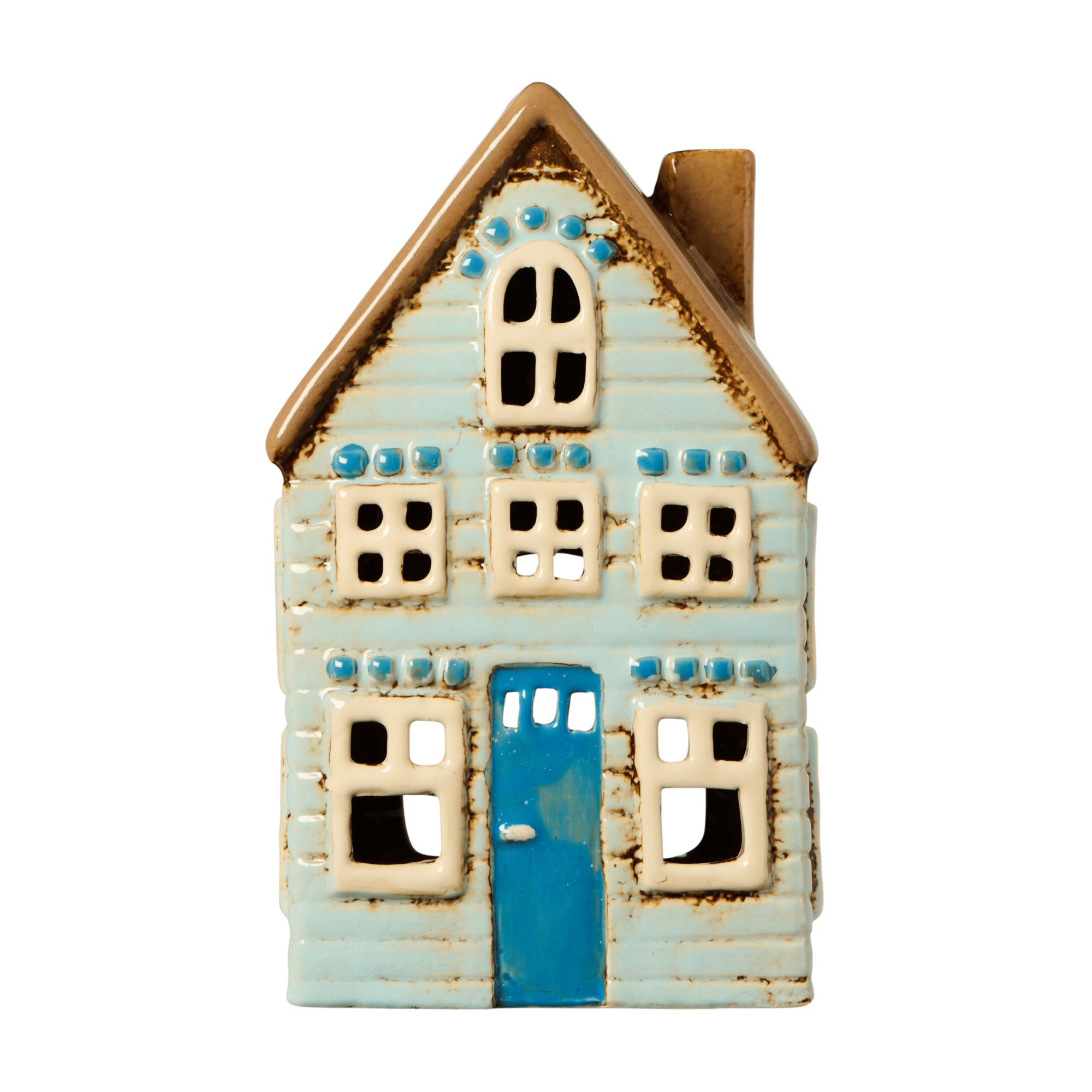 Maison Décorative Scandinave Bleue - Photophore en Céramique