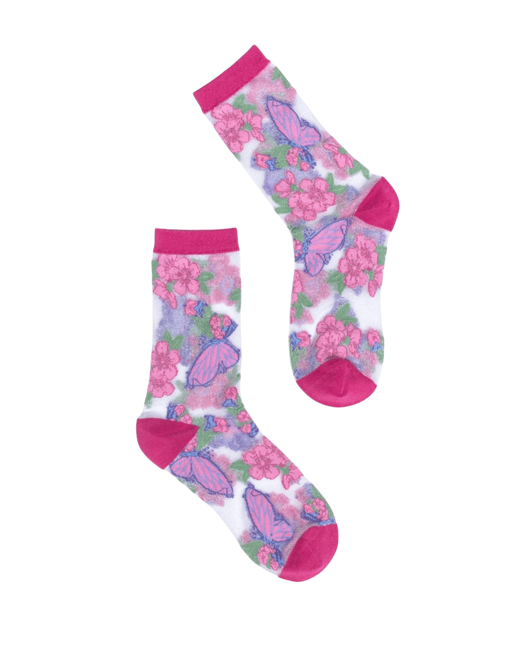 Chaussettes transparentes Papillons & Fleurs de Cerisier