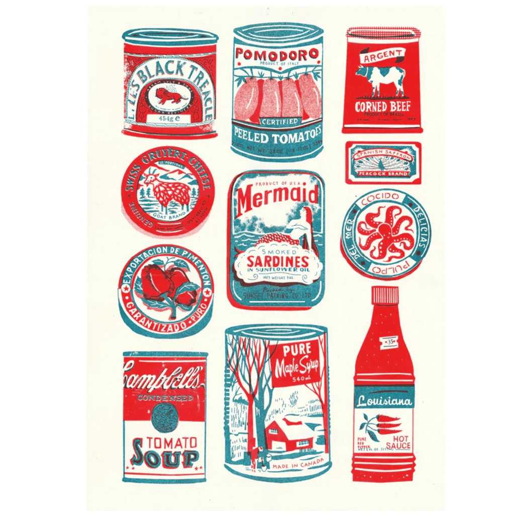 Affiche Risographie Packagings Alimentaires Vintage