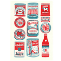 Affiche Risographie Packagings Alimentaires Vintage