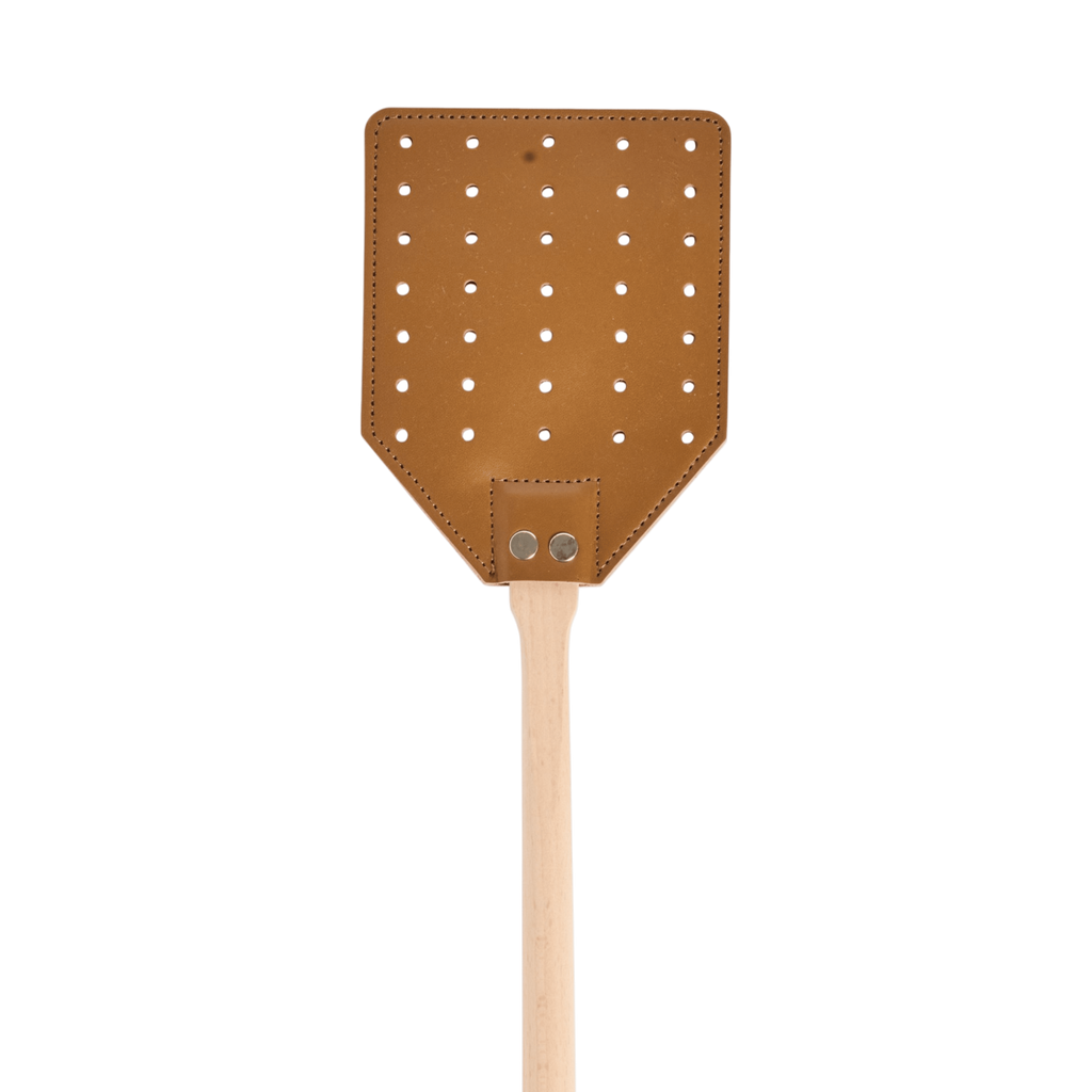 Tapette à Mouches en Cuir et Bois de Hêtre