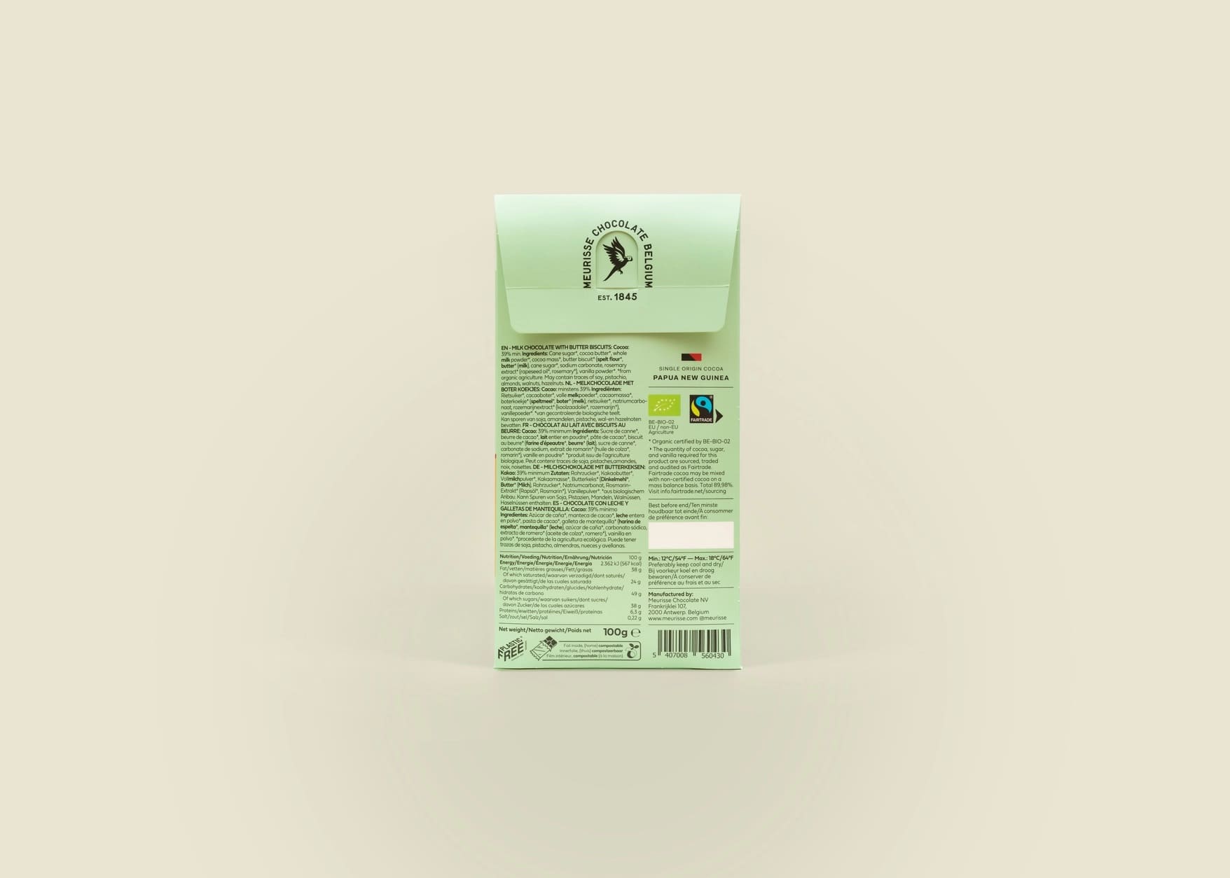 Chocolat au lait bio aux éclats de biscuit beurre