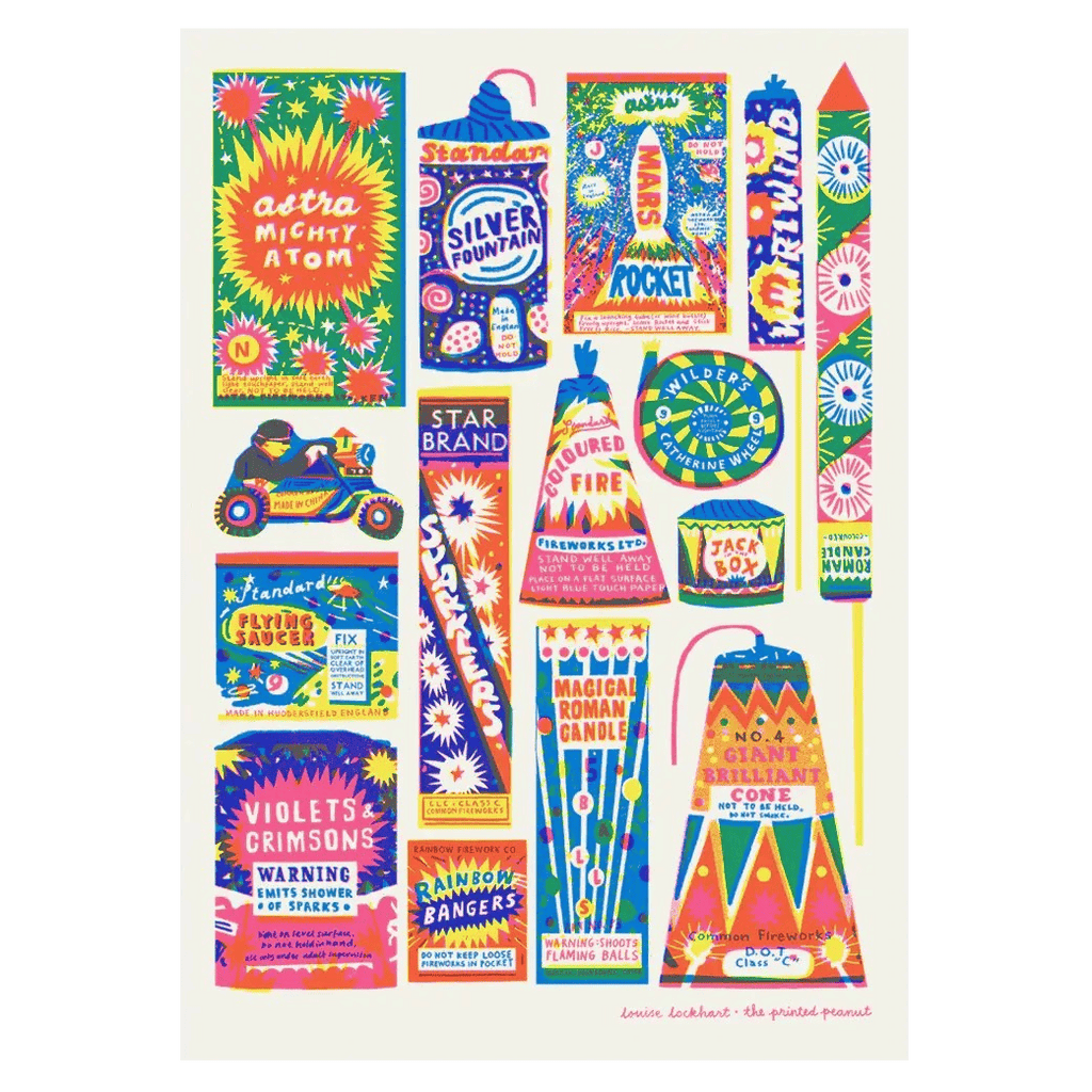 Affiche Risographie Feux d’Artifice Vintage