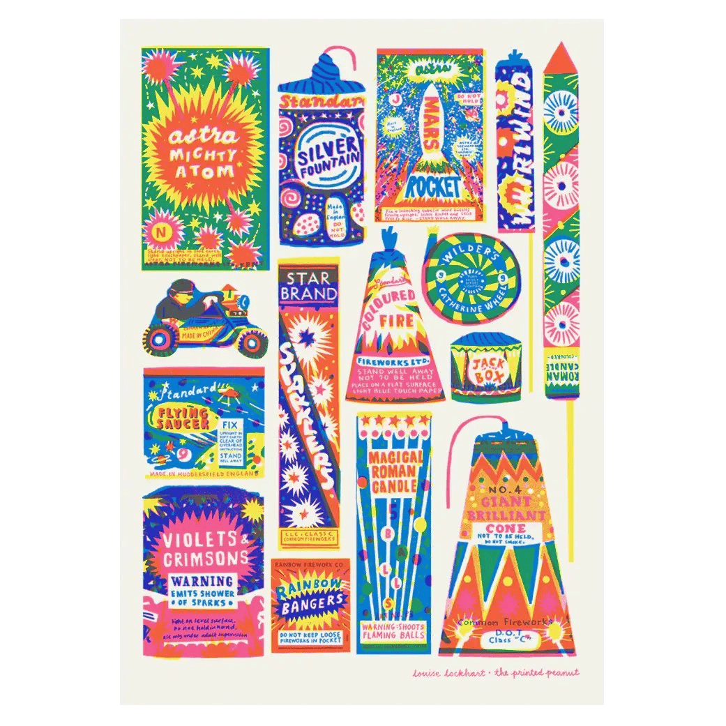 Affiche Risographie Feux d’Artifice Vintage
