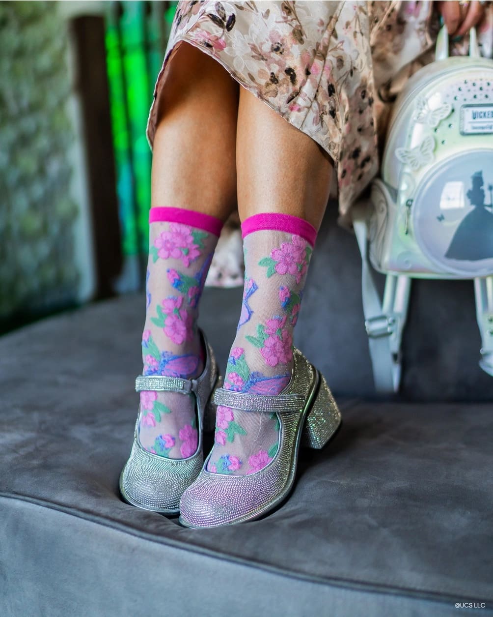 Chaussettes transparentes Papillons & Fleurs de Cerisier