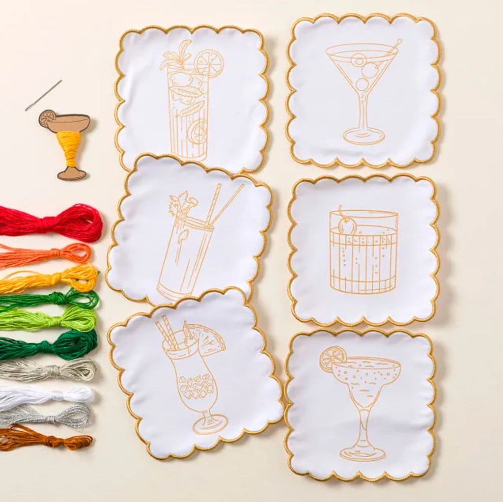 Kit Broderie Serviettes Cocktails Vintage