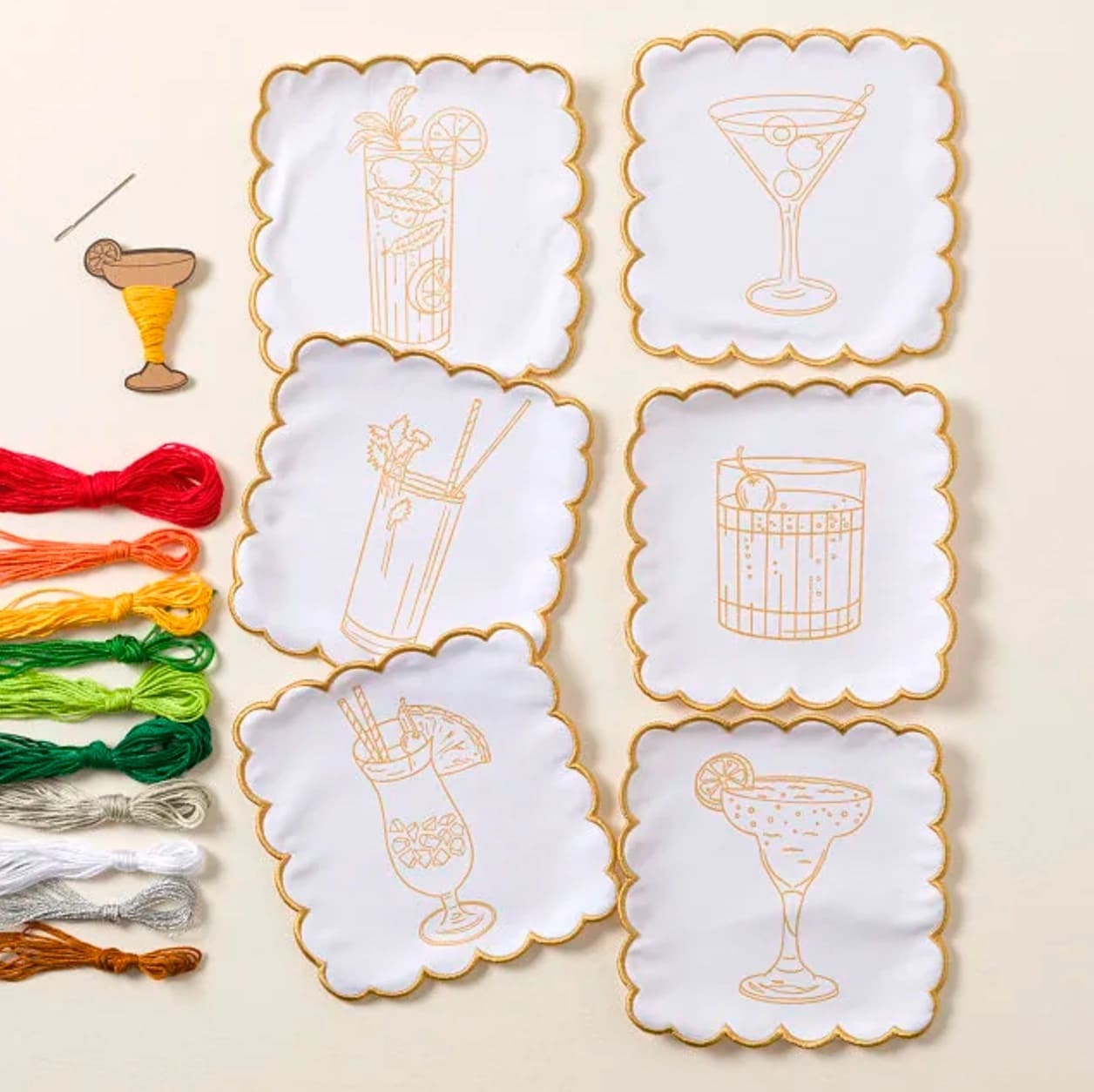 Kit Broderie Serviettes Cocktails Vintage