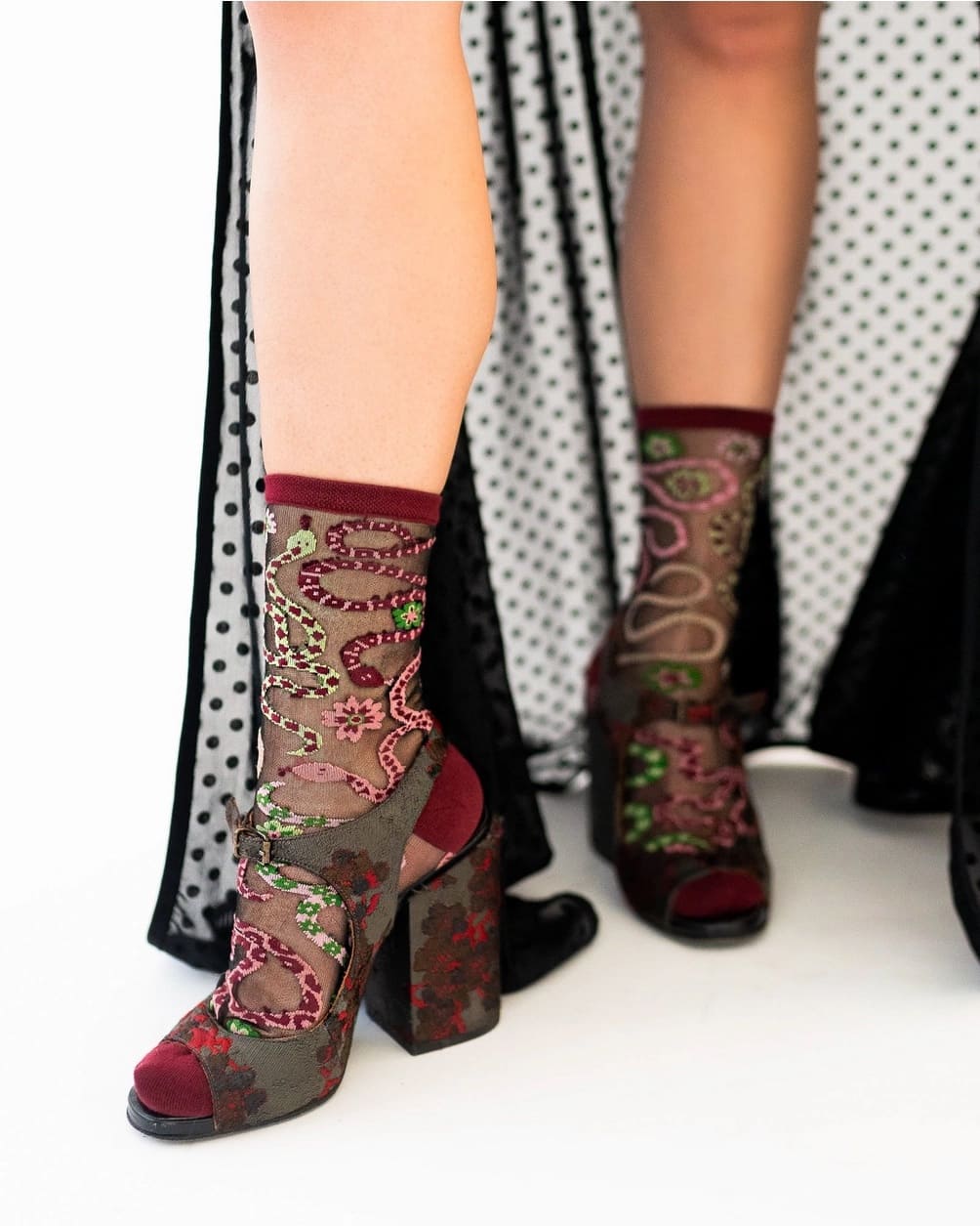 Chaussettes Transparentes - Serpents Fleuris