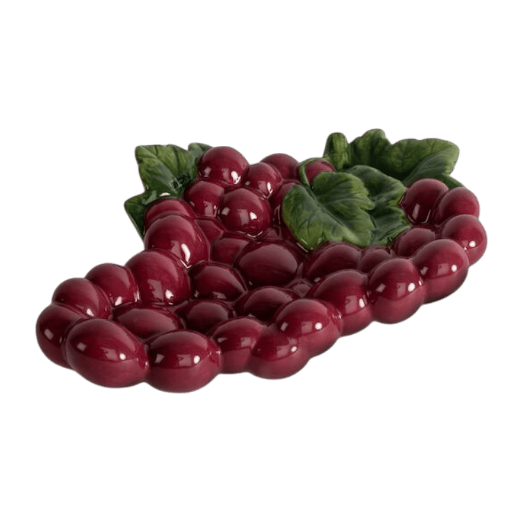Assiette décorative style barbotine grappe de raisin