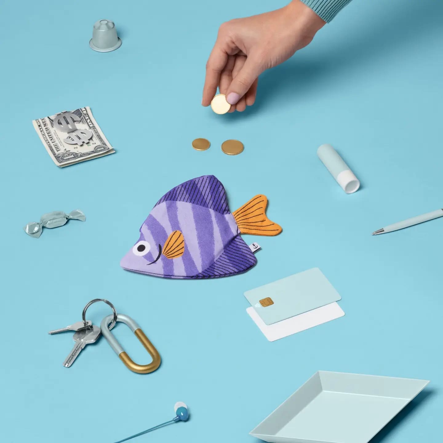 Porte-monnaie Poisson Lilas