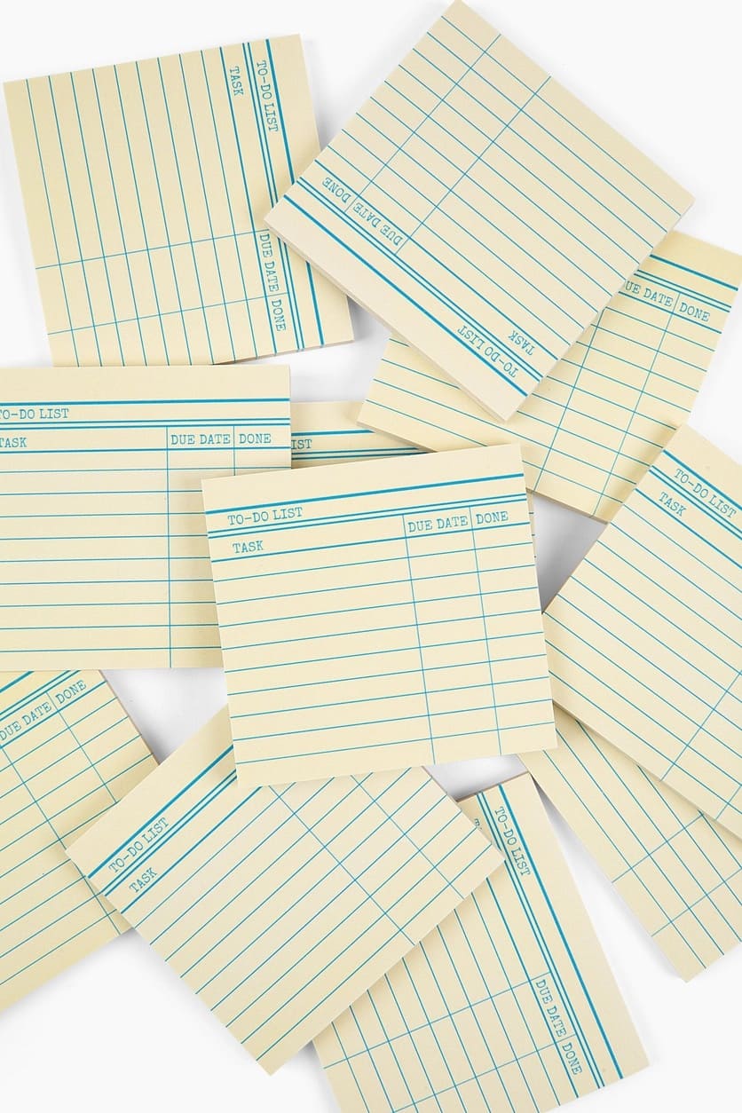 Bloc notes adhésives style fiche de bibliothèque