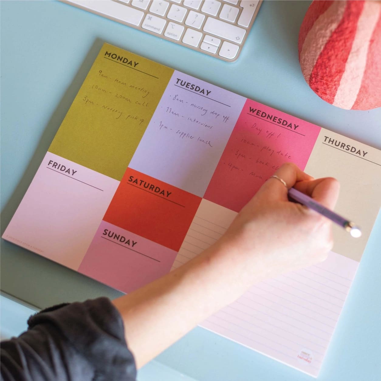 Bloc planning hebdomadaire A4 coloré