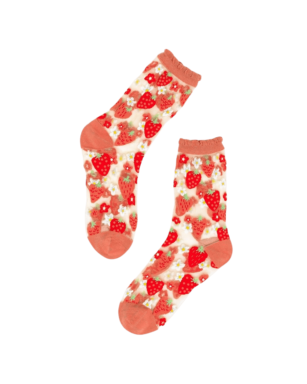 Chaussettes Transparentes - Fraises & Marguerites