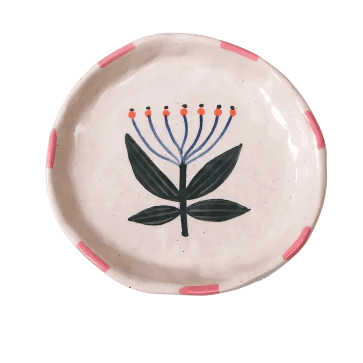 Mini assiette florale peinte à la main en grès