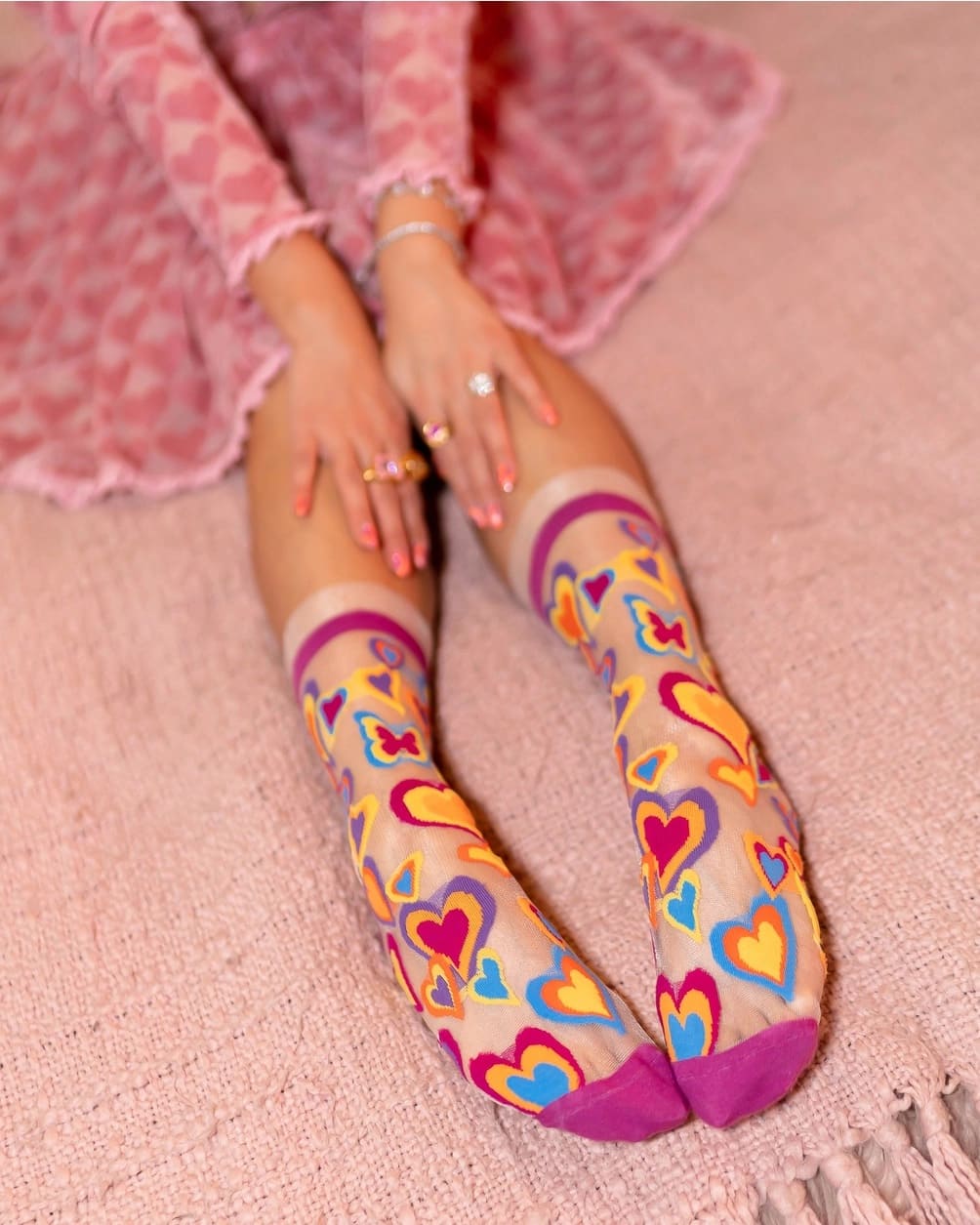 Chaussettes transparentes Cœurs Pop Colorés