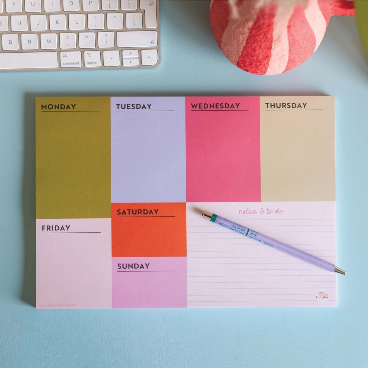 Bloc planning hebdomadaire A4 coloré