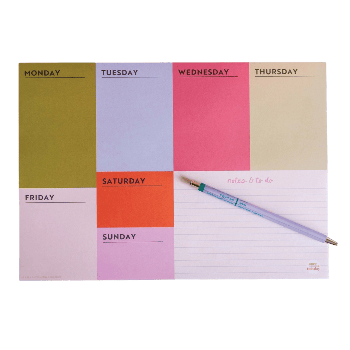 Bloc planning hebdomadaire A4 coloré