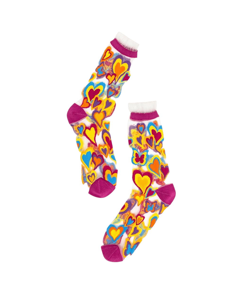 Chaussettes transparentes Cœurs Pop Colorés