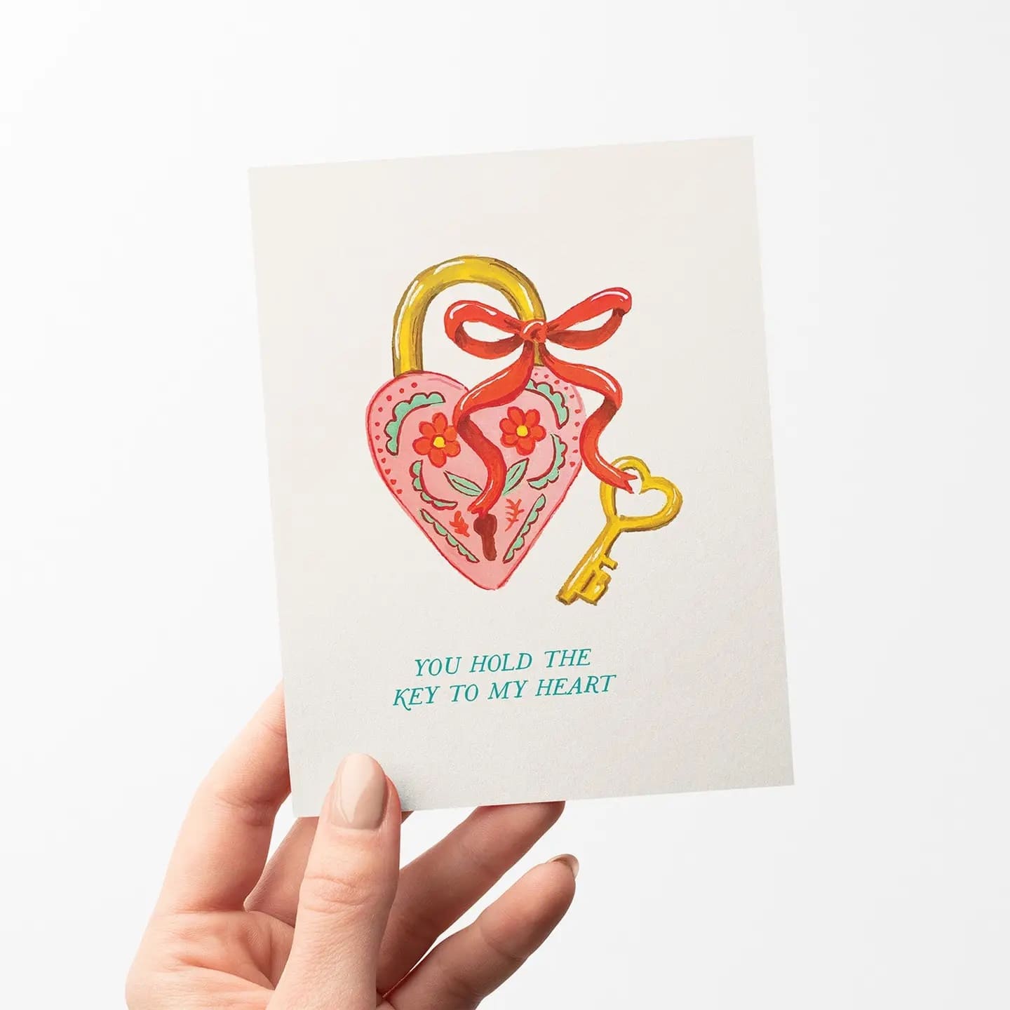 Carte de Vœux Médaillon Cœur "You Are The Key To My Heart"