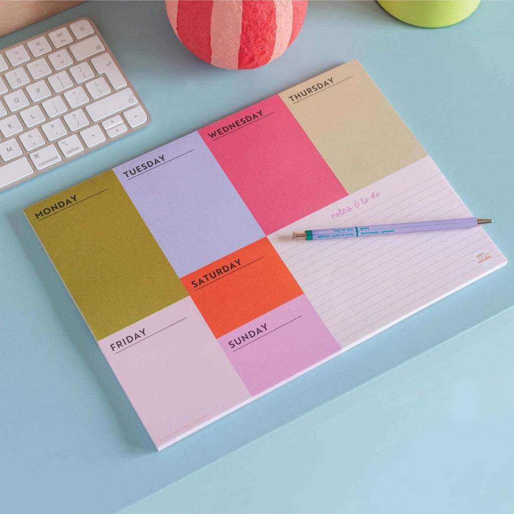 Bloc planning hebdomadaire A4 coloré