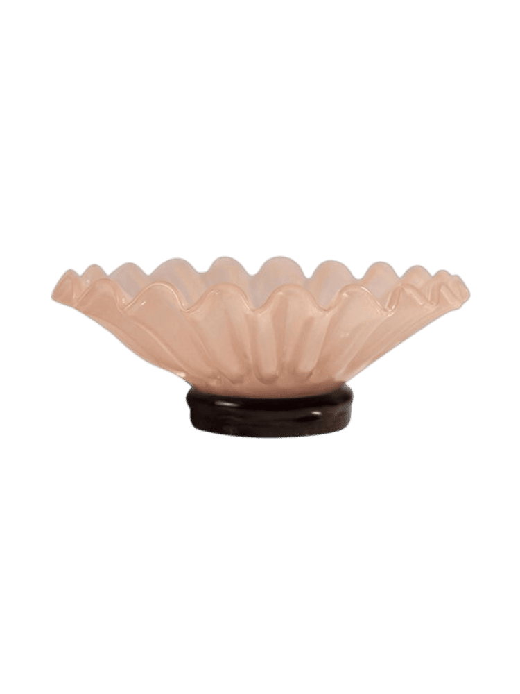Coupelle en verre ondulé sur pied contrasté