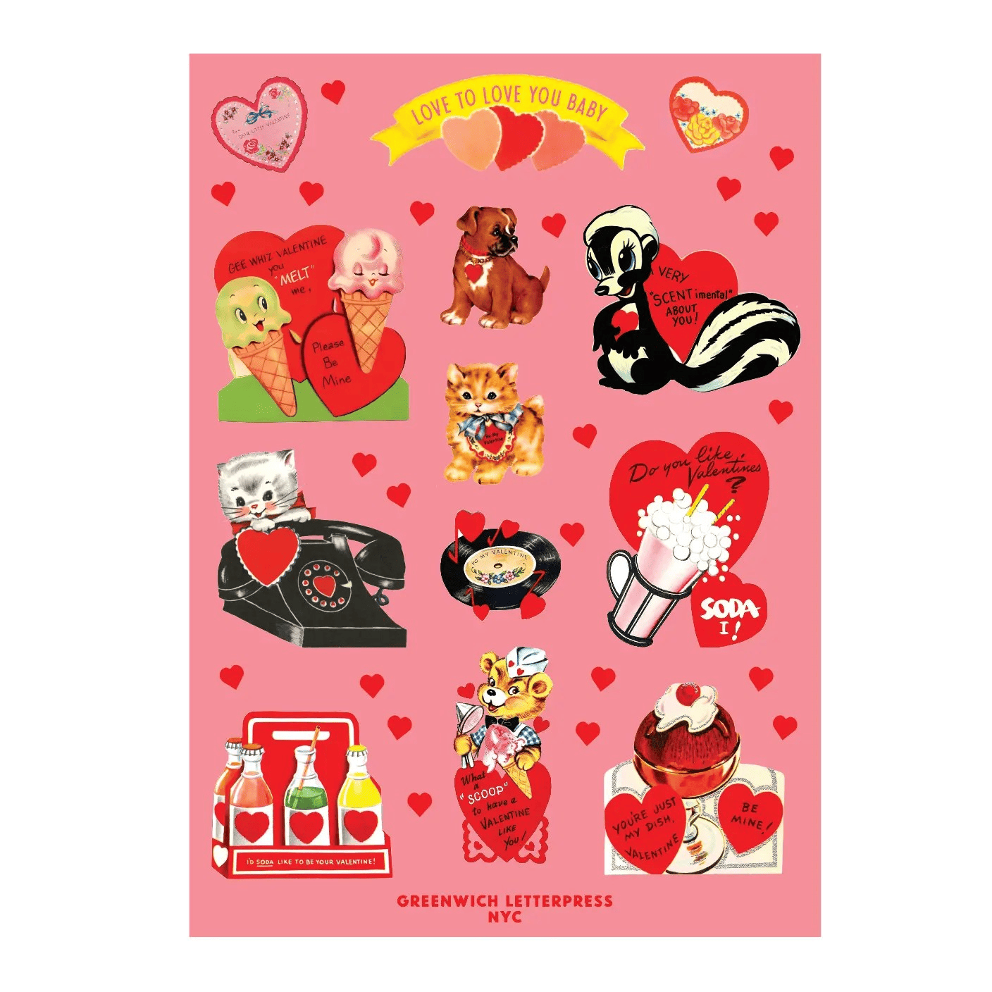 Planche de Stickers Vintage Saint-Valentin