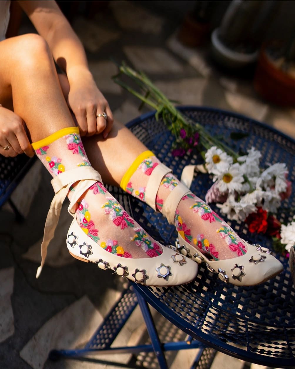 Chaussettes Transparentes - Bouquets Fleuris