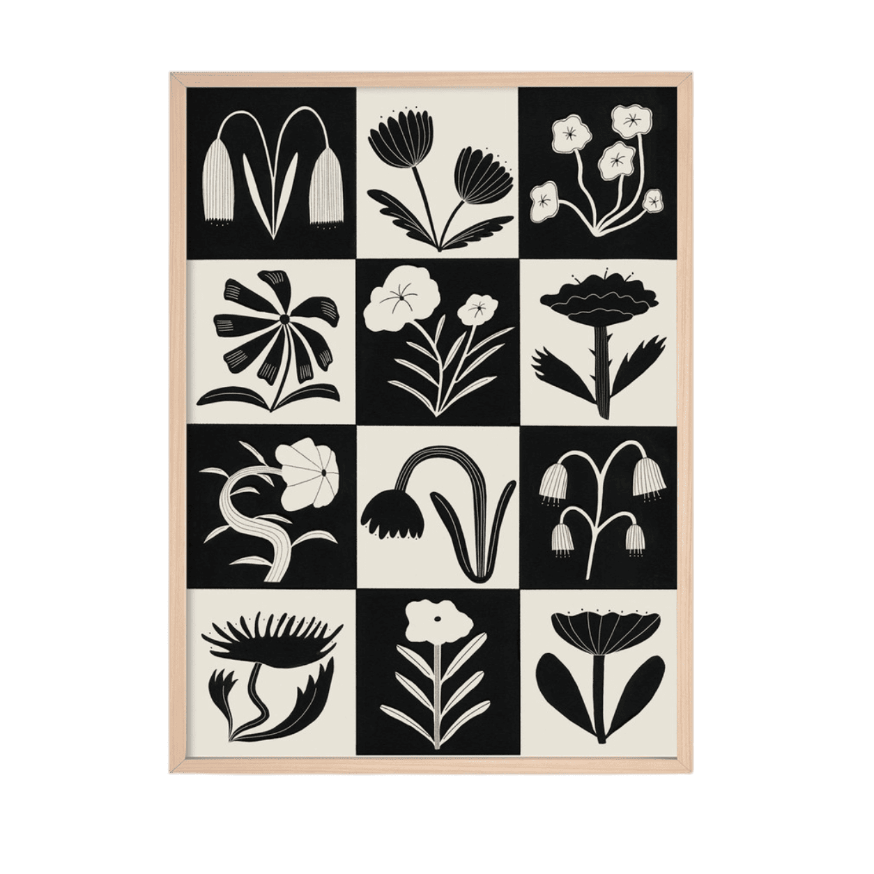 Affiche Botanique Graphique A3 - Illustration Florale Noir & Blanc