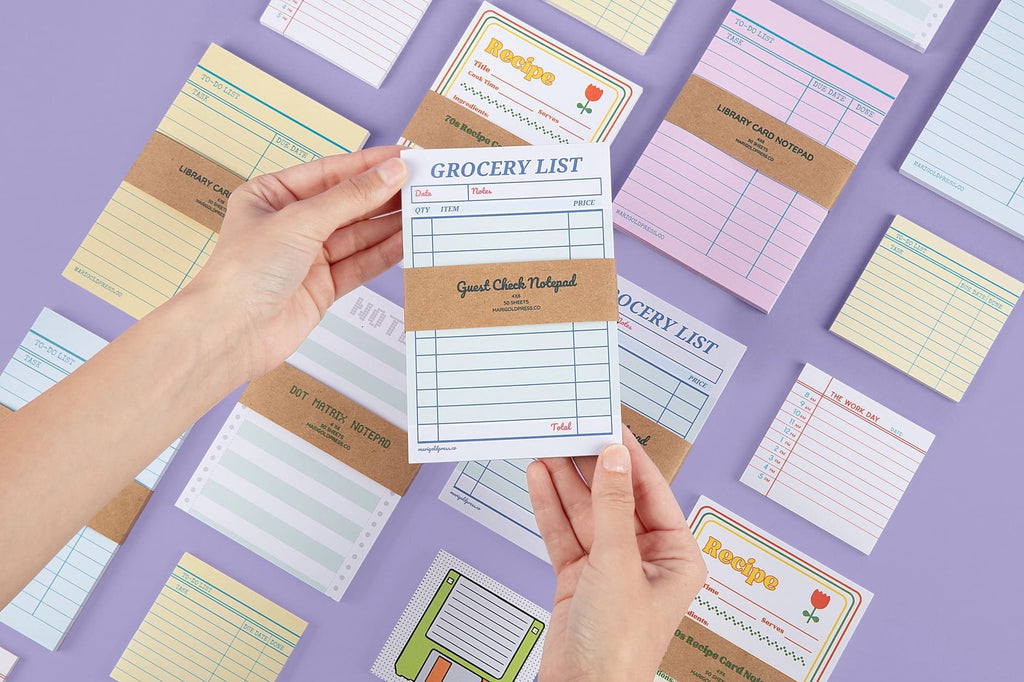 Bloc notes liste de courses style ticket de restaurant