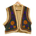 Gilet femme oversize en velours vert - Doublure moumoute