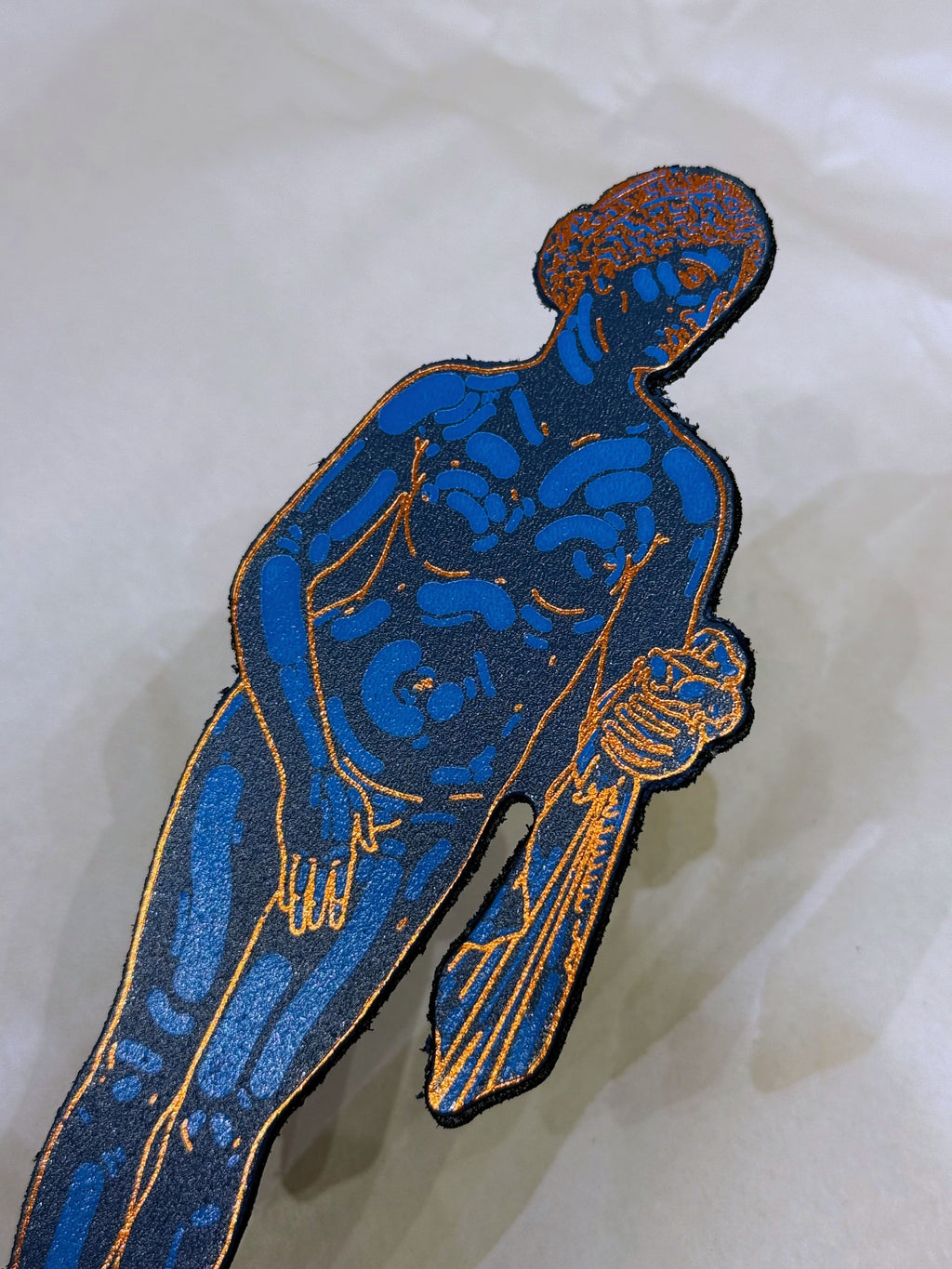 Marque-page Aphrodite bleu en cuir véritable