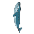 Marque-page baleine bleu-gris en cuir véritable