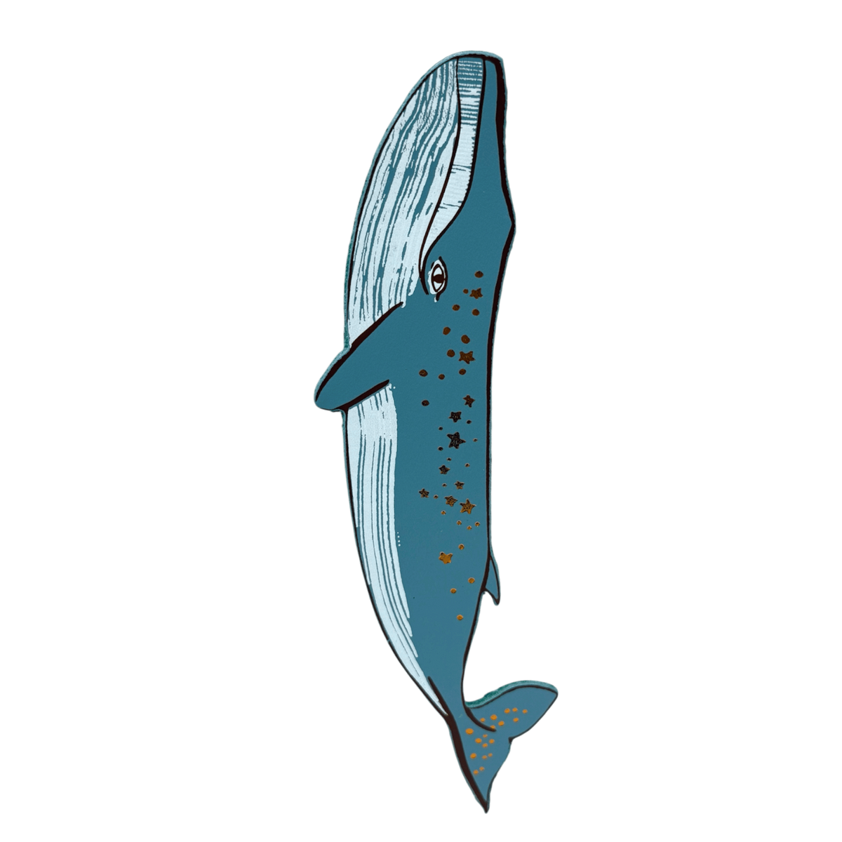 Marque-page baleine bleu-gris en cuir véritable