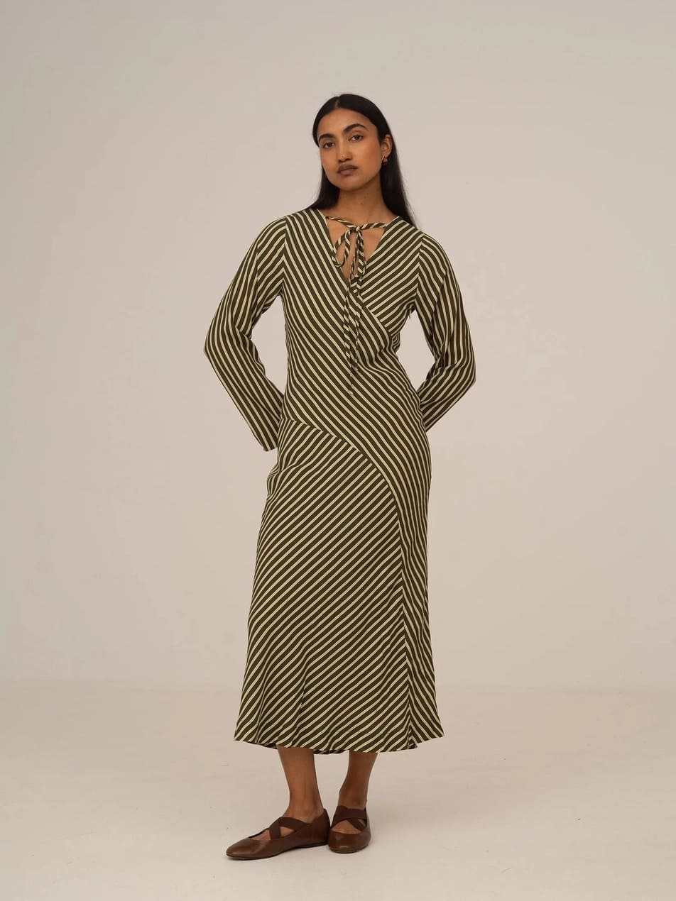 Robe midi verte à rayures - Carmen Says