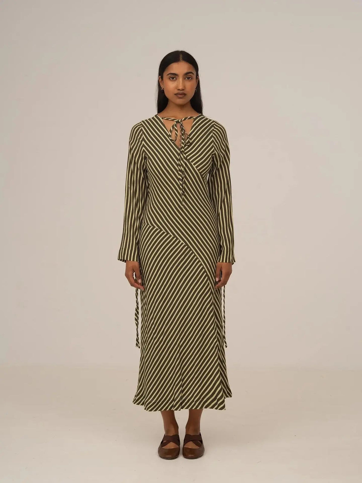 Robe midi verte à rayures - Carmen Says